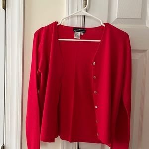 QUEST CE QUE C’EST Red Cardigan w Buttons, Size Large